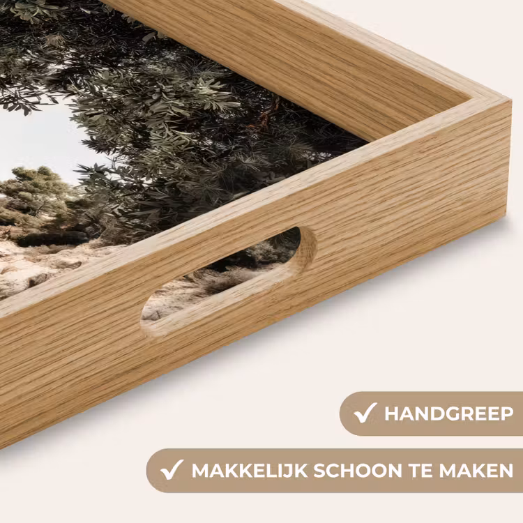 Rotsen - Zee - Boom - Groen Dienblad Rechthoek middel -USP_HandgreepNL