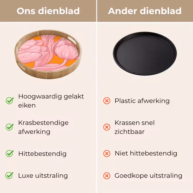 Dienblad - Roze bloemen - Modern - Roze bloemen - Modern Dienblad Rond middel