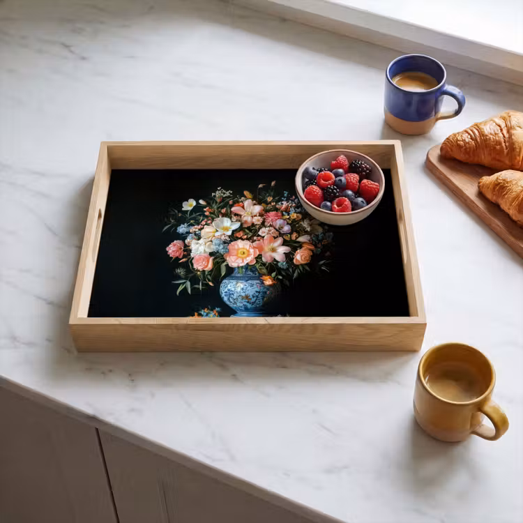 Roze - Bloemen - Vaas - Kleuren Dienblad Rechthoek middel -sfeer2