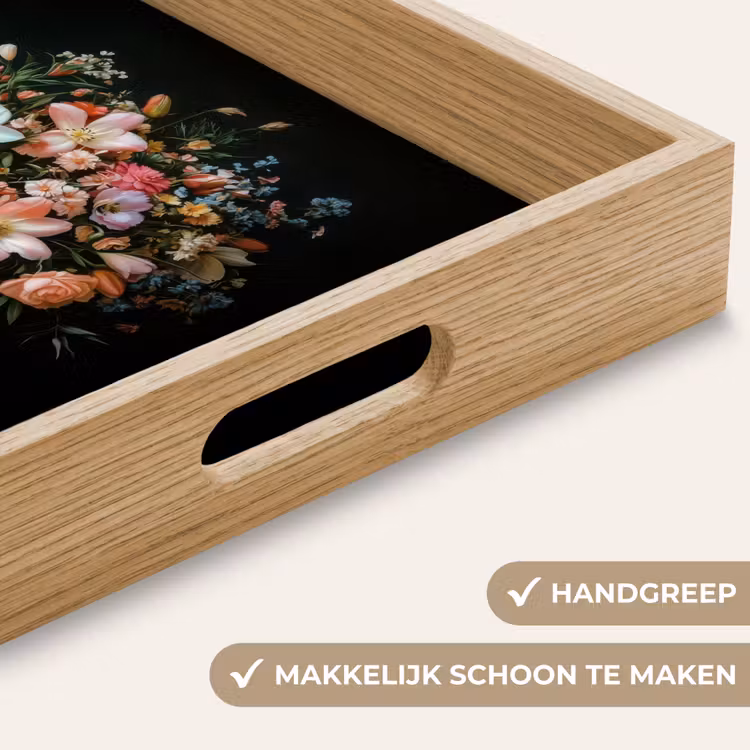 Roze - Bloemen - Vaas - Kleuren Dienblad Rechthoek middel -USP_HandgreepNL