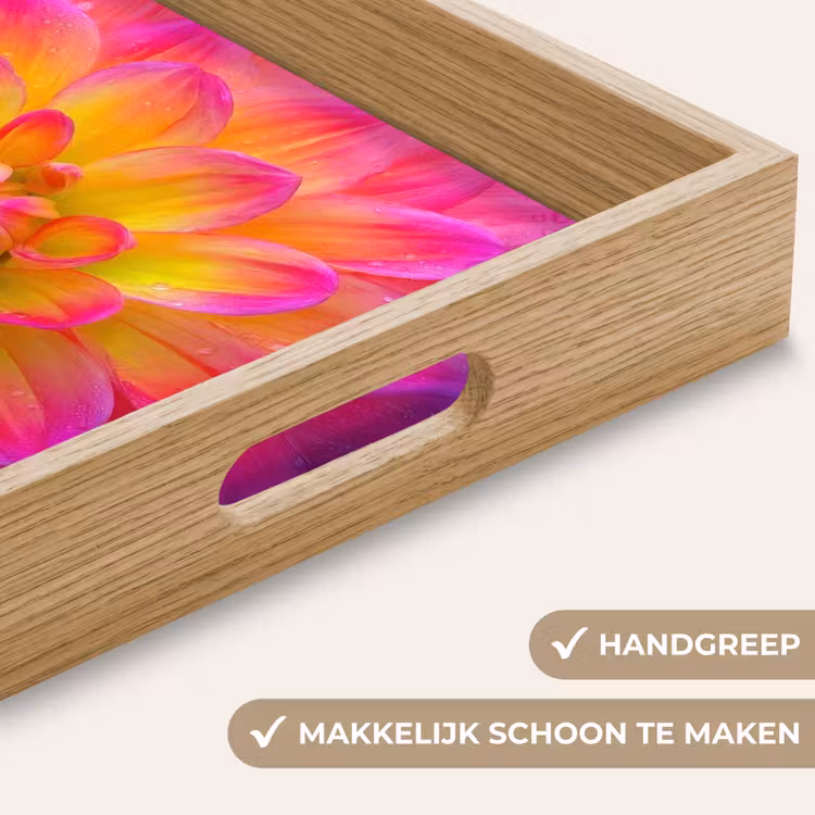 Roze - Dahlia - Kleurrijk Dienblad Rechthoek middel -USP_HandgreepNL