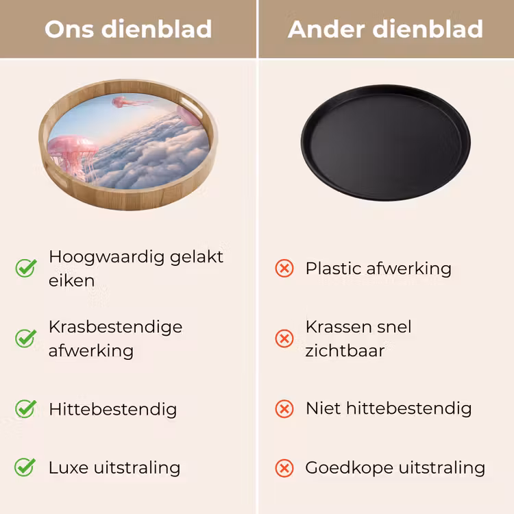 Dienblad - Roze dier - Wolken - Roze dier - Wolken Dienblad Rond middel