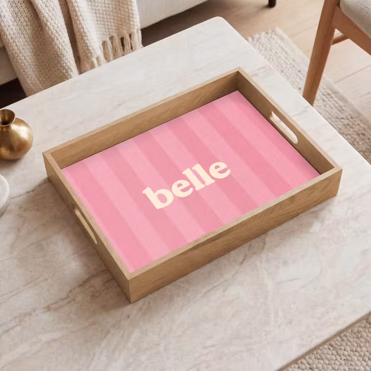 Roze - Gestreept - Belle Dienblad Rechthoek middel -sfeer1