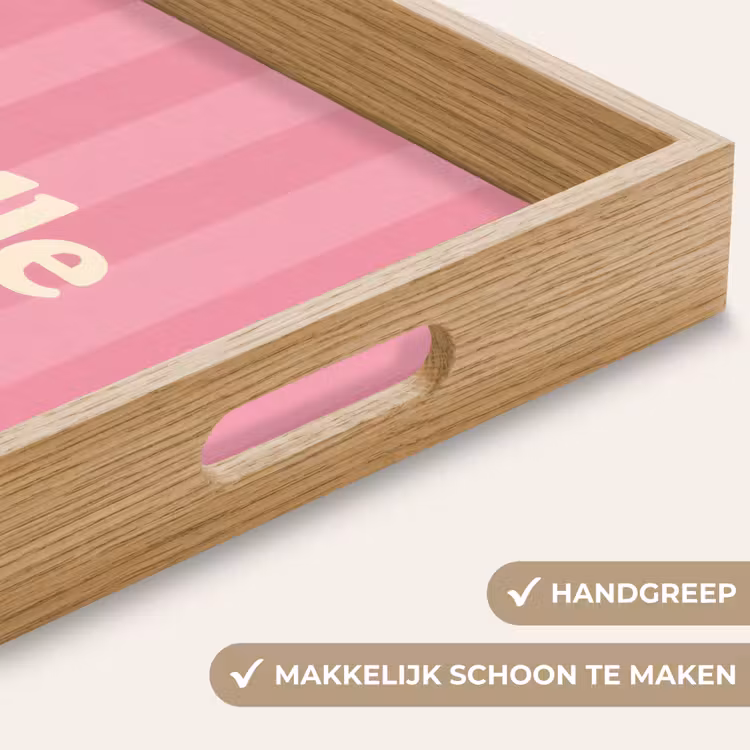Roze - Gestreept - Belle Dienblad Rechthoek middel -USP_HandgreepNL