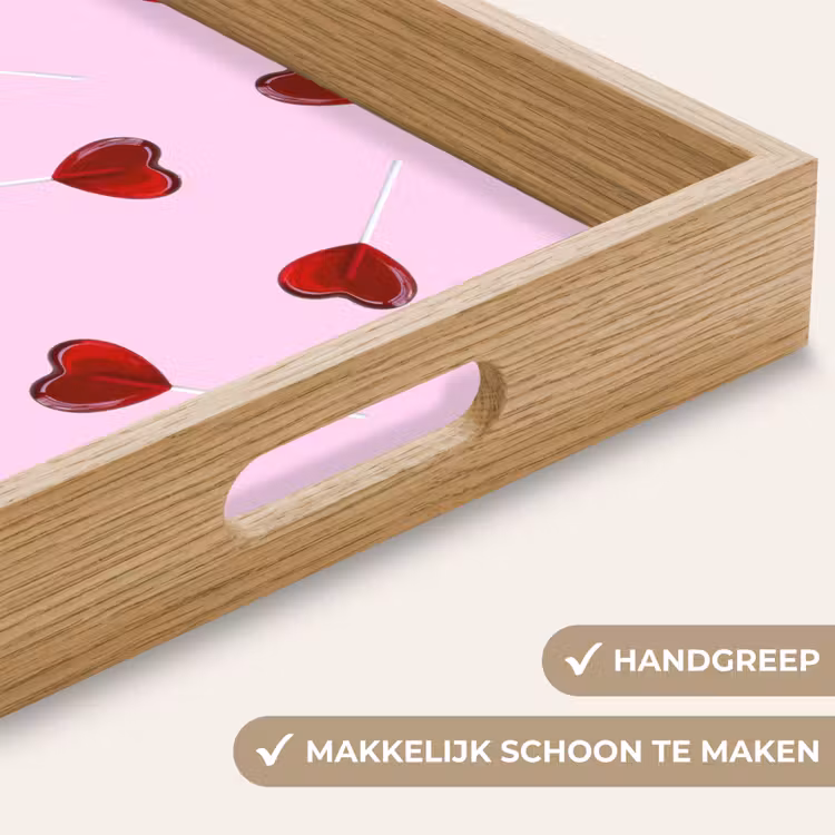 Roze - Hart - Lolly - Snoep Dienblad Rechthoek middel -USP_HandgreepNL