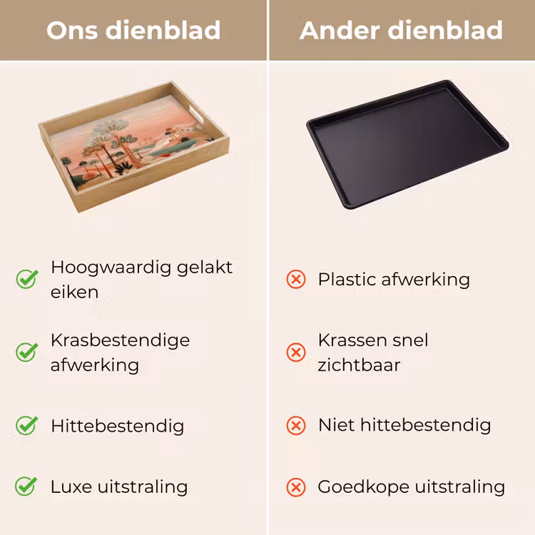 Roze landschap - Palmen - Water Dienblad Rechthoek middel -USP_VergelijkingNL