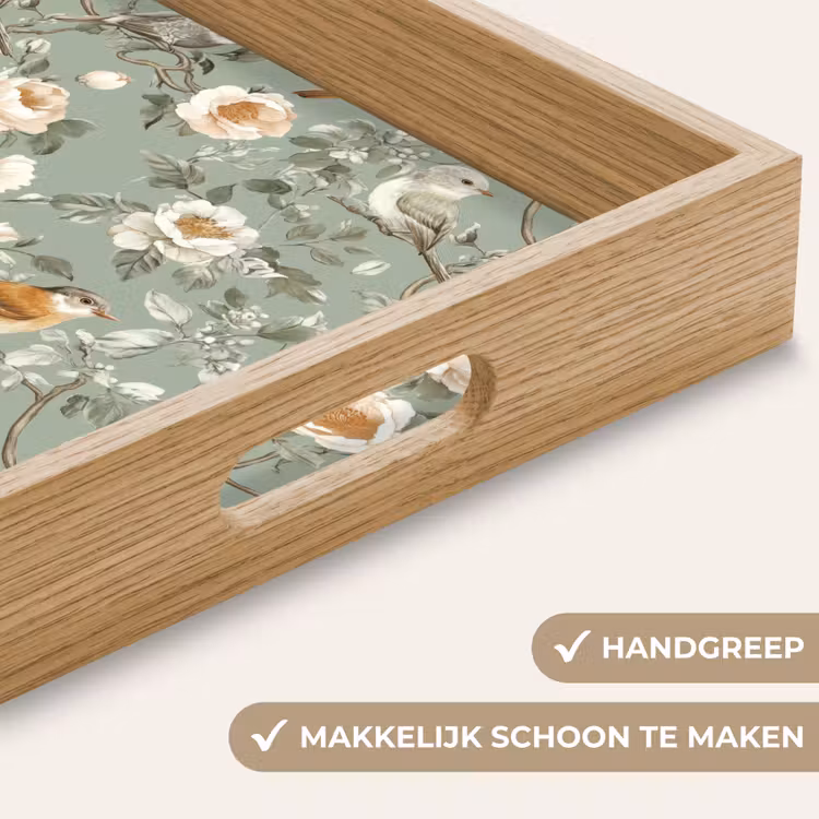 Roze - Vogels - Kleurrijk Dienblad Rechthoek middel 911 -USP_HandgreepNL