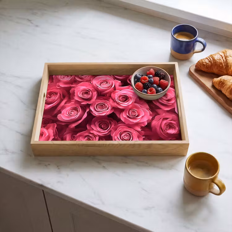 Rozen - Pink - Bloem Dienblad Rechthoek middel -sfeer2