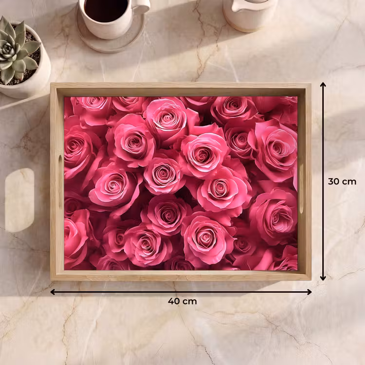 Rozen - Pink - Bloem Dienblad Rechthoek middel -USP_Formaat