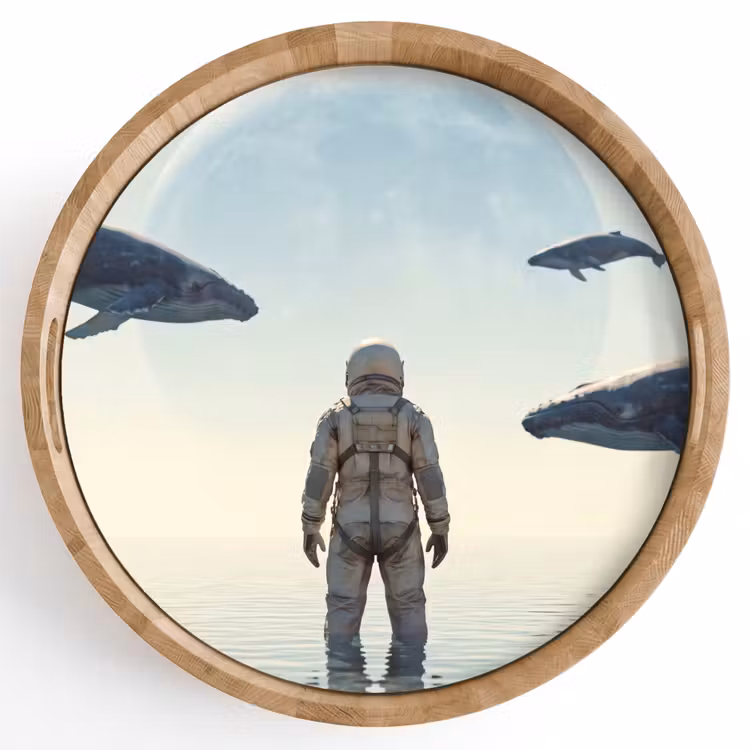 Dienblad - Ruimtevaarder - Walvis - Fantasie - Ruimtevaarder - Walvis - Fantasie Dienblad Rond middel