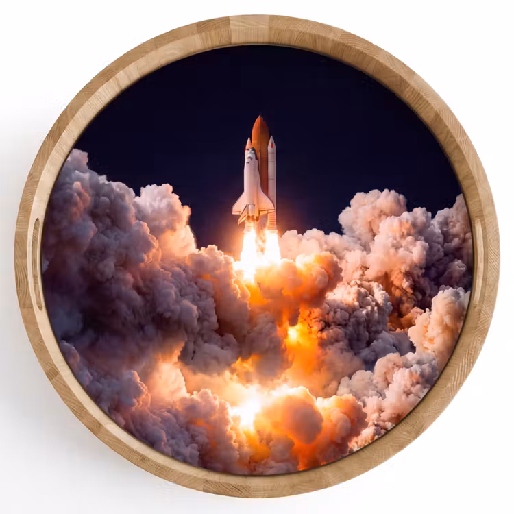 Dienblad - Ruimtevaartuig - Lancering - Sterren - Ruimtevaartuig - Lancering - Sterren Dienblad Rond middel