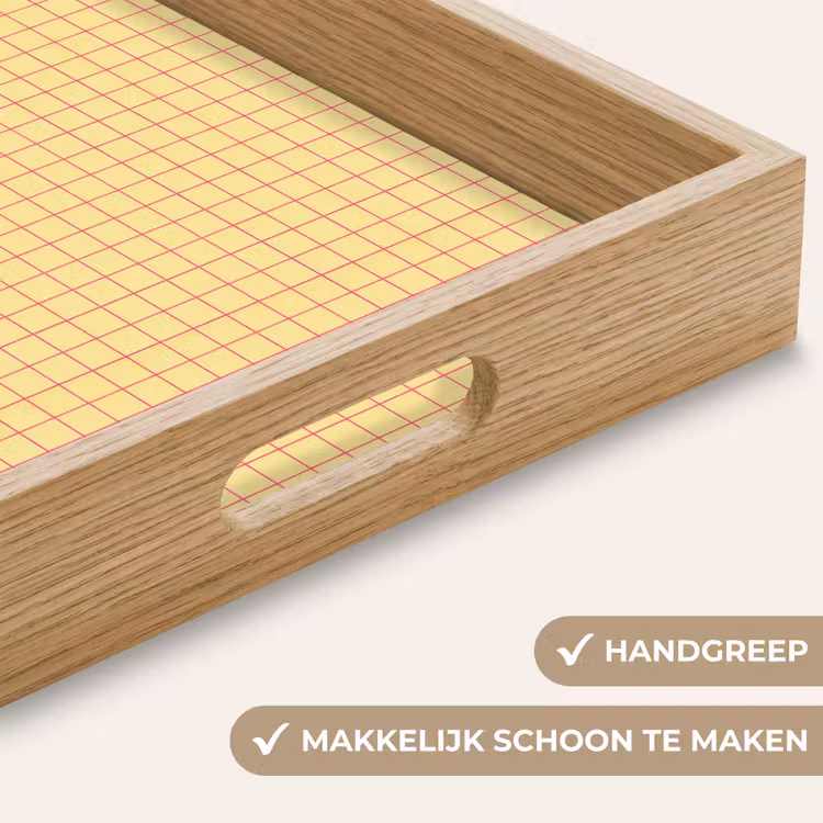 Ruitjes - Grid - Minimalistisch - Geel - Roze Dienblad Rechthoek middel 911 -USP_HandgreepNL
