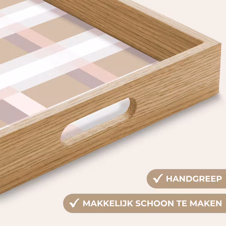 Ruitpatroon - Aardetinten - Minimalistisch Dienblad Rechthoek middel 911 -USP_HandgreepNL