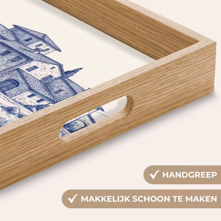 Rustiek - Landgoed - Blauw Dienblad Rechthoek middel -USP_HandgreepNL