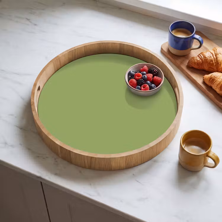 Sage - Green - Groen Dienblad Rond middel 914 -sfeer2