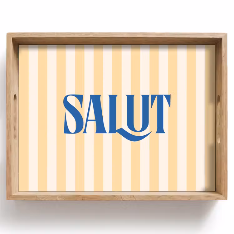 Salut - Quote - Strepen - Geel - Blauw - Wit Dienblad Rechthoek middel -z3d_shopping