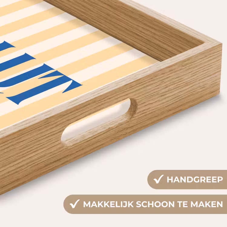 Salut - Quote - Strepen - Geel - Blauw - Wit Dienblad Rechthoek middel -USP_HandgreepNL