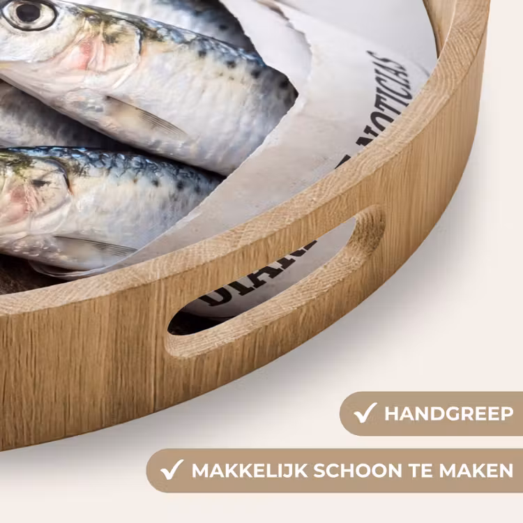 Dienblad - Sardientje - krant - snijplank - Sardientje - krant - snijplank Dienblad Rond middel
