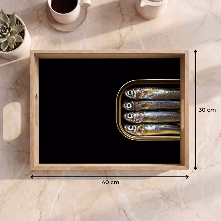 Sardines - Blik - Zwart - Vissen Dienblad Rechthoek middel -USP_Formaat