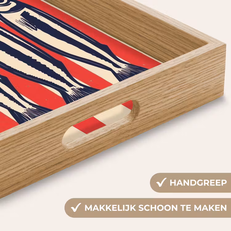 Sardines - Rood en beige strepen Dienblad Rechthoek middel -USP_HandgreepNL