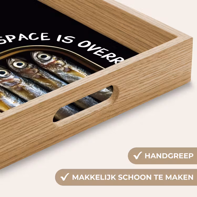Sardines - Tekst - Vis - Blik Dienblad Rechthoek middel -USP_HandgreepNL