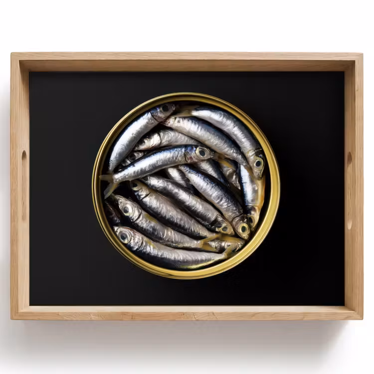 Sardines - Vissen - Rond - Zwart Dienblad Rechthoek middel -z3d_shopping