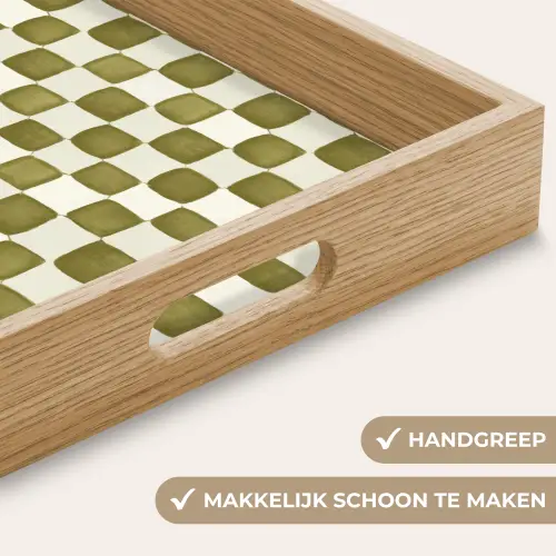 Schaak - Patroon - Groen Dienblad Rechthoek middel 911 -USP_HandgreepNL