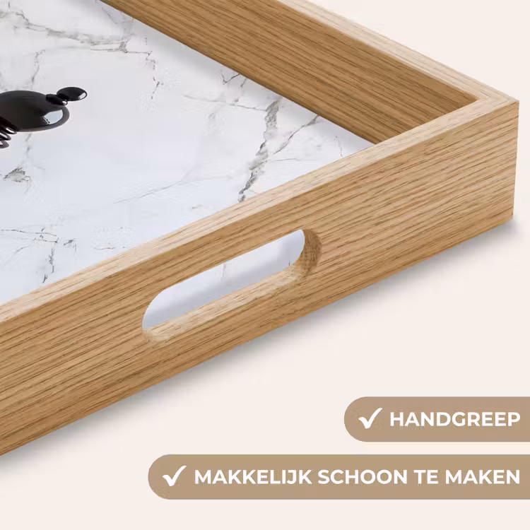 Schaakstuk - Loper - Zwart - Marmer Dienblad Rechthoek middel -USP_HandgreepNL