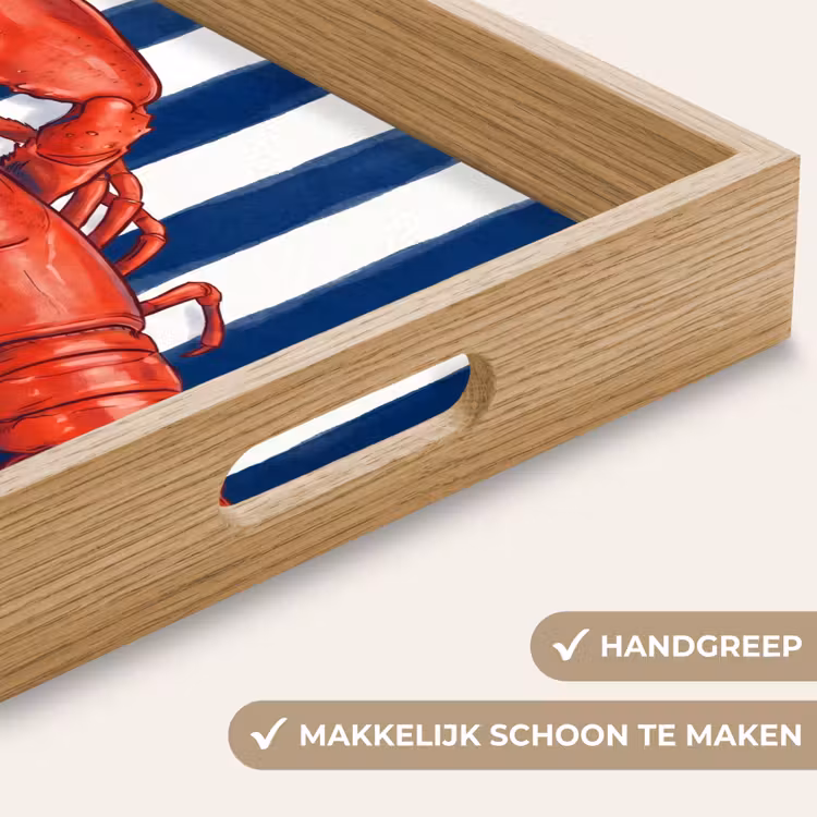 Schaaldier - Kreeft - Marine - Illustratie - Rood Dienblad Rechthoek middel -USP_HandgreepNL