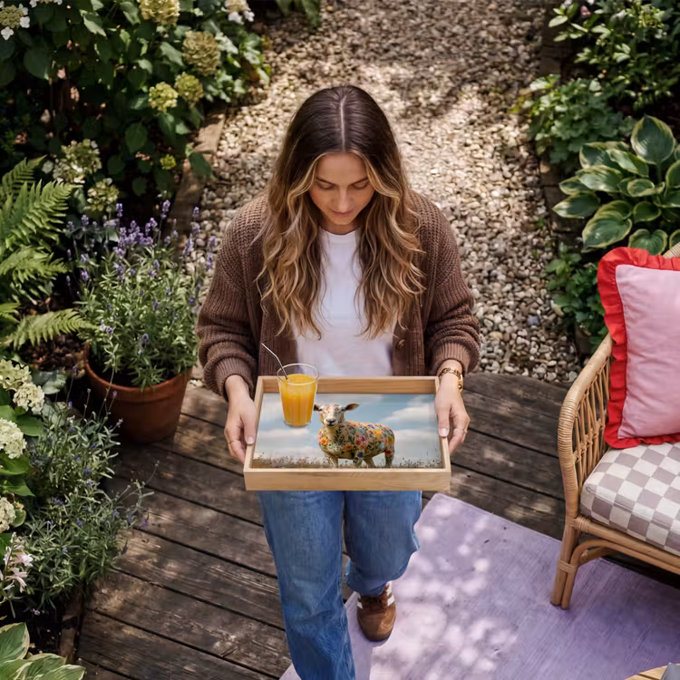 Schaap - Bloemen - Weide Dienblad Rechthoek middel -sfeer5