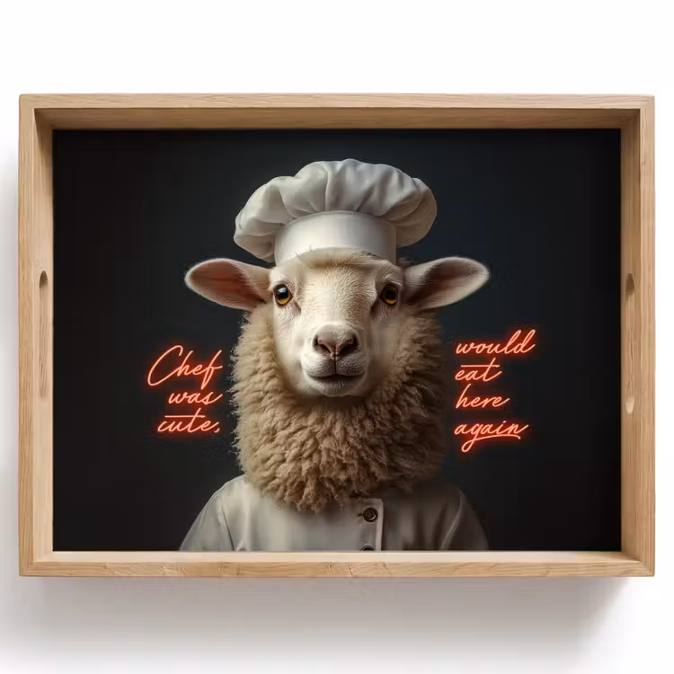 Schaap - Kokskleding - Neon - Quote Dienblad Rechthoek middel -z3d_shopping