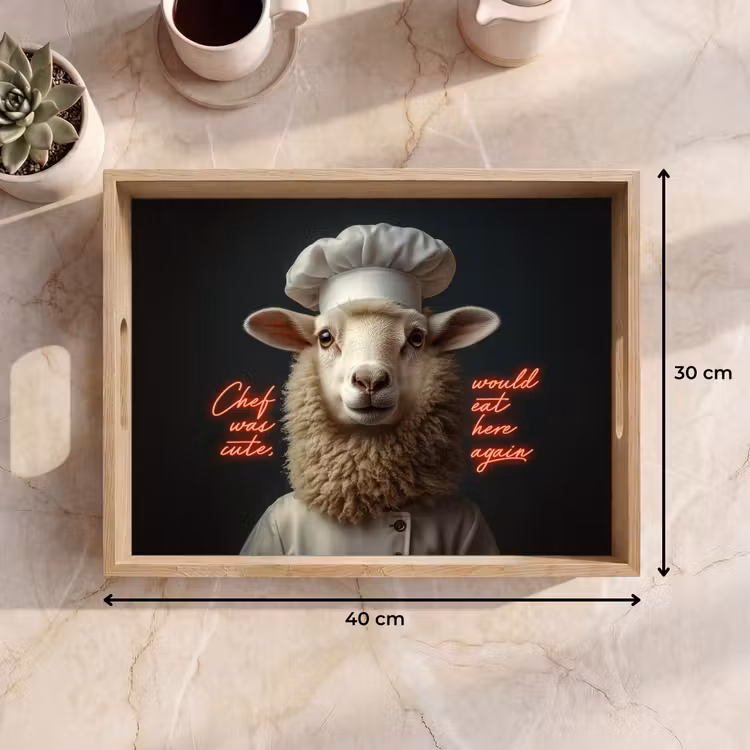 Schaap - Kokskleding - Neon - Quote Dienblad Rechthoek middel -USP_Formaat
