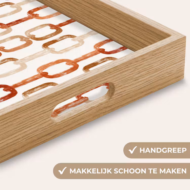 Schakels - Patroon - Aquarel - Terracotta Dienblad Rechthoek middel 911 -USP_HandgreepNL