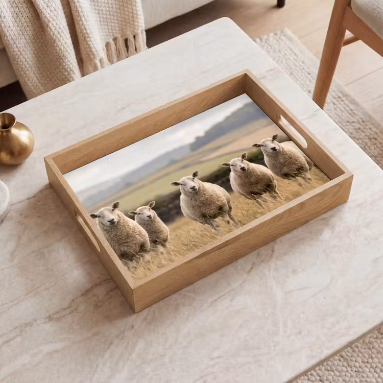 Schapen - Weidenlandschap - Heuvels Dienblad Rechthoek middel -sfeer1
