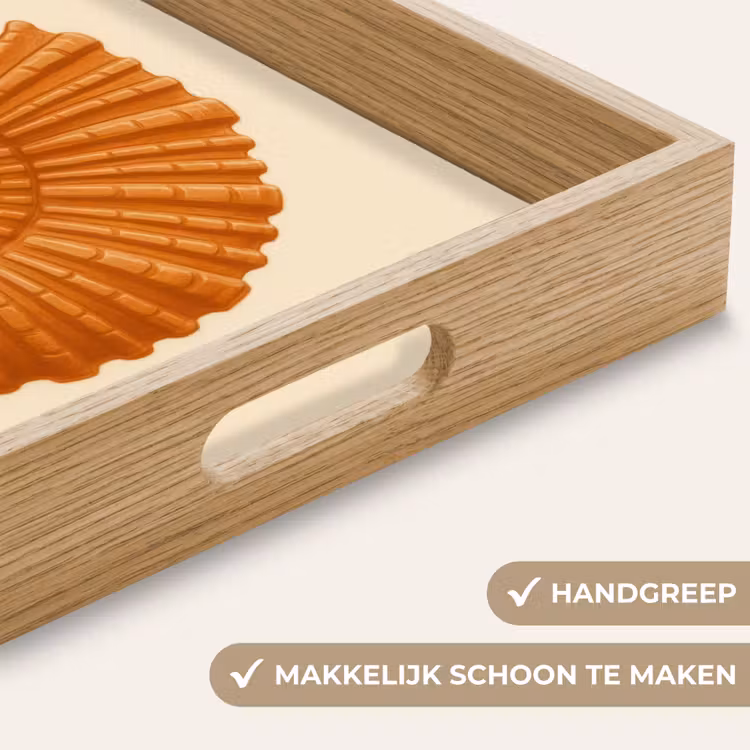 Schelp - Oranje - Ribbels Dienblad Rechthoek middel -USP_HandgreepNL