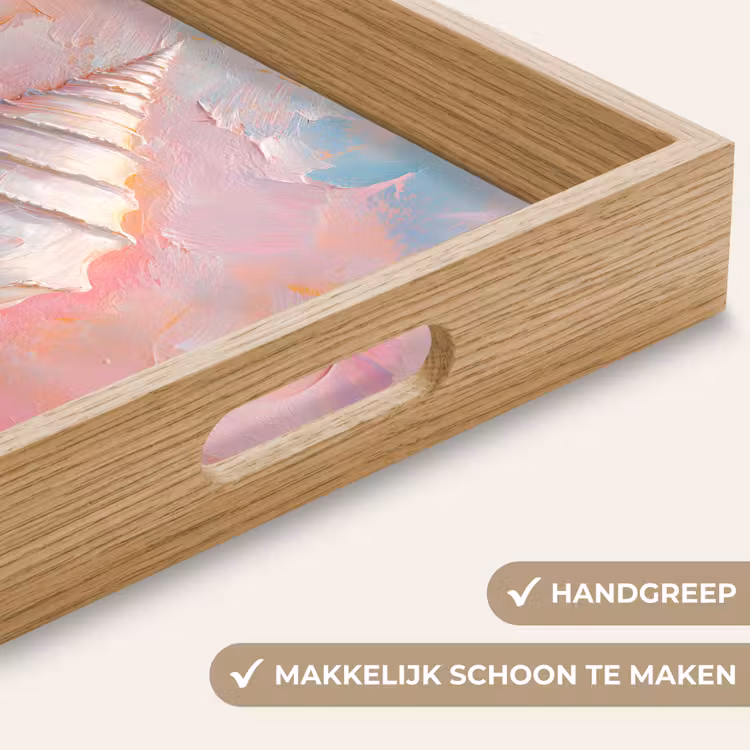 Schelp - Pastel - Pink Dienblad Rechthoek middel -USP_HandgreepNL