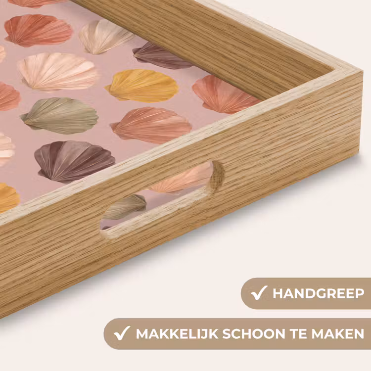 Schelp - Patroon - Zee - Aquarel - Aardetinten Dienblad Rechthoek middel -USP_HandgreepNL