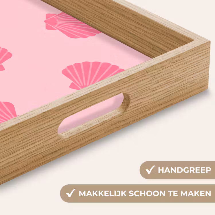 Schelp - Patroon - Zee - Modern - Roze Dienblad Rechthoek middel -USP_HandgreepNL