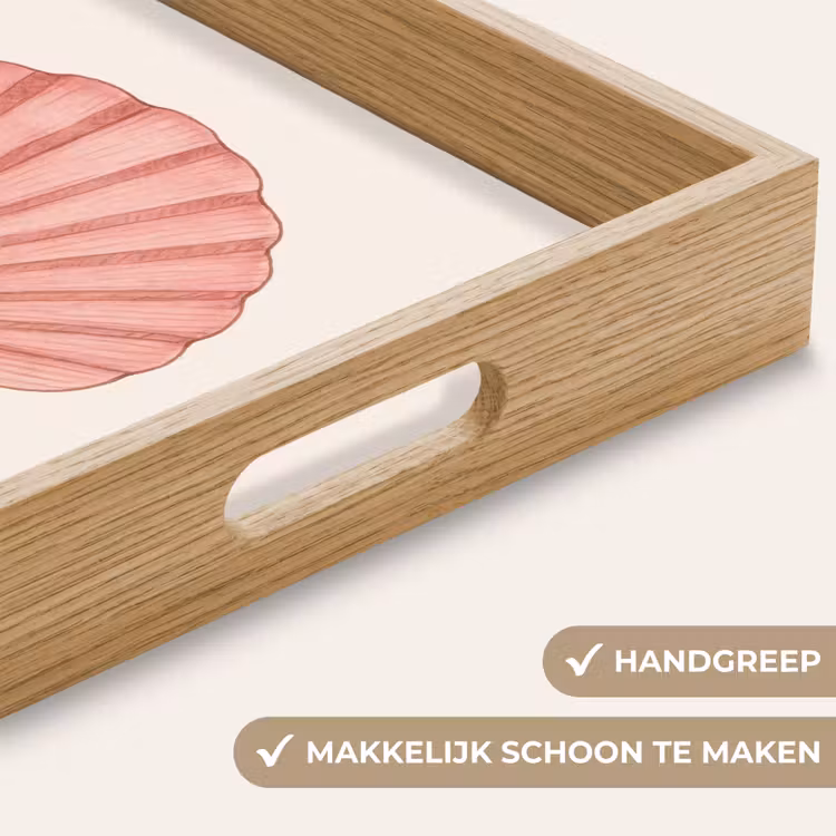 Schelp - Roze - Ribbels Dienblad Rechthoek middel -USP_HandgreepNL