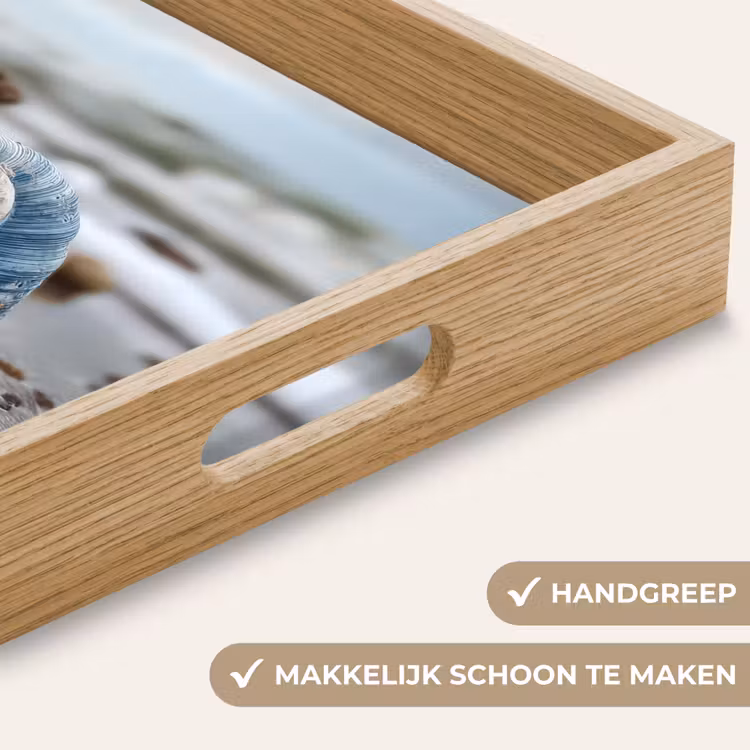 Schelp - Strand - Blauw - Zee Dienblad Rechthoek middel -USP_HandgreepNL