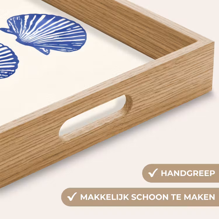 Schelpen - Blauw - Patroon Dienblad Rechthoek middel -USP_HandgreepNL