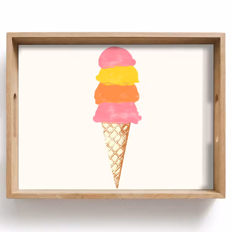 Schepijs - Hoorntje - Illustratie - Minimalistisch Dienblad Rechthoek middel -z3d_shopping