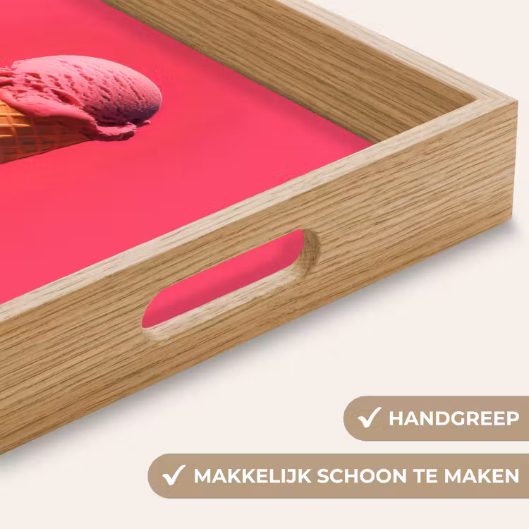 Schepijs - Roze - Hoorntje Dienblad Rechthoek middel -USP_HandgreepNL