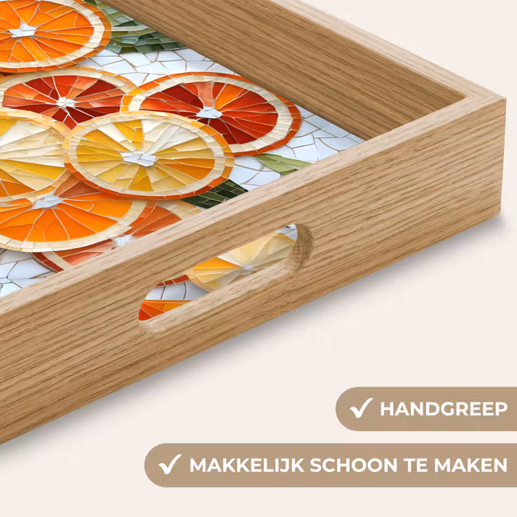 Schijfjes - Fruit - Oranje - Mozaïek Dienblad Rechthoek middel -USP_HandgreepNL