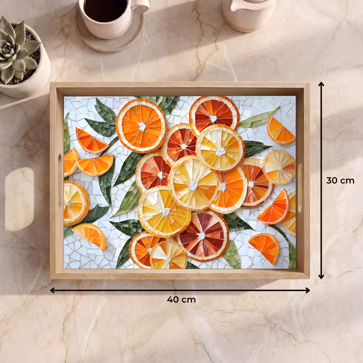 Schijfjes - Fruit - Oranje - Mozaïek Dienblad Rechthoek middel -USP_Formaat