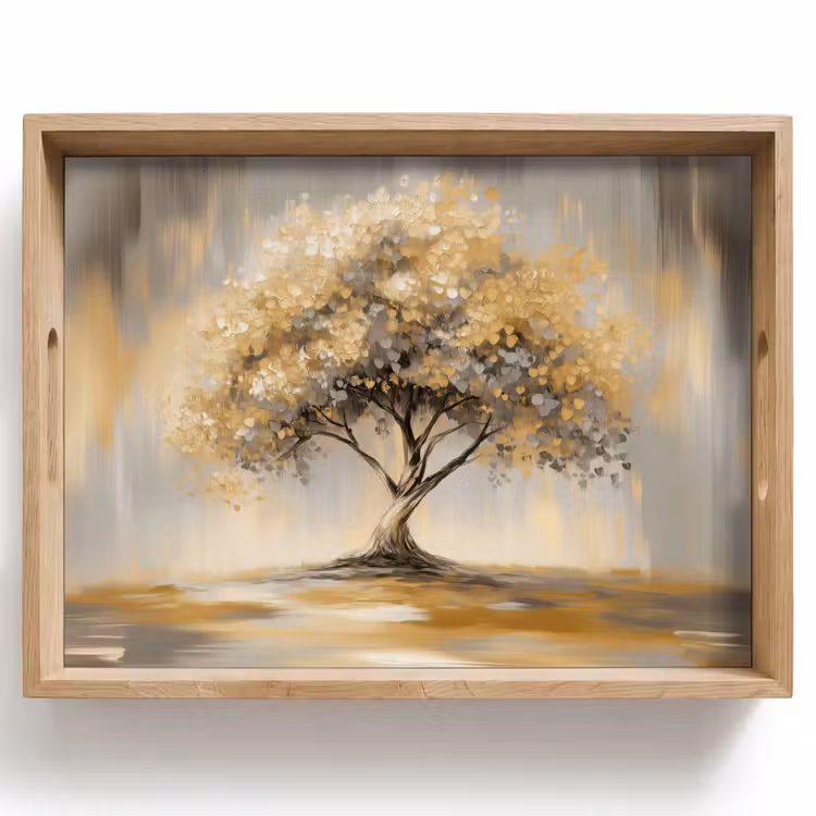 Schilderij - Boom - Abstract - Bladeren Dienblad Rechthoek middel -z3d_shopping