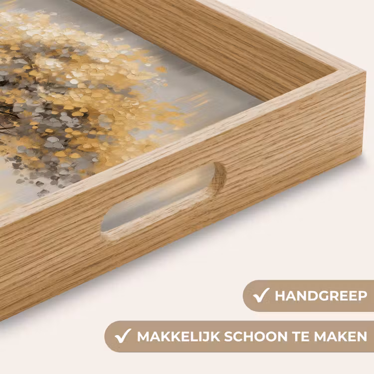 Schilderij - Boom - Abstract - Bladeren Dienblad Rechthoek middel -USP_HandgreepNL