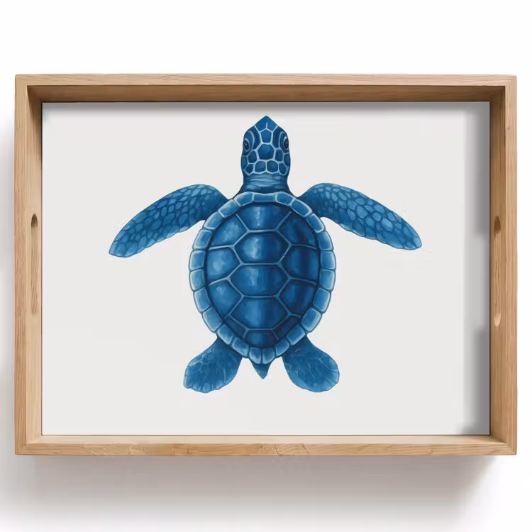 Schildpad - Blauw - Schild Dienblad Rechthoek middel -z3d_shopping