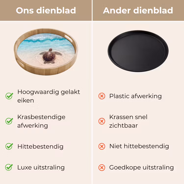 Schildpad - Helder water - Strand - Dieren - Natuur Dienblad Rond middel -USP_VergelijkingNL