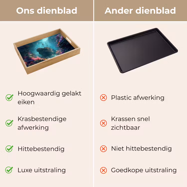 Schip - Hout - Koraalriffen - Zonlicht Dienblad Rechthoek middel -USP_VergelijkingNL